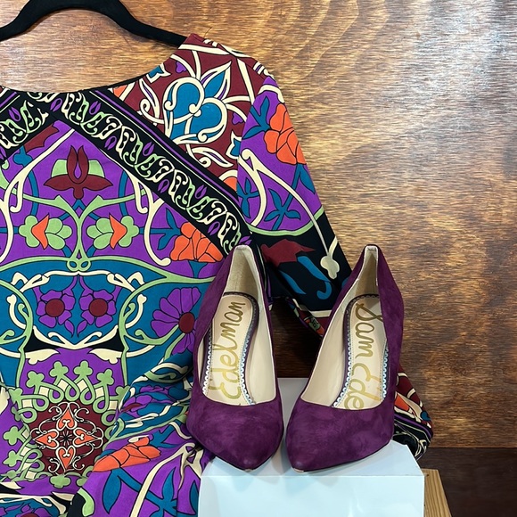 Gorgeous Sam Edelman Plum Suede High Heels Sz 7 - Picture 1 of 11
